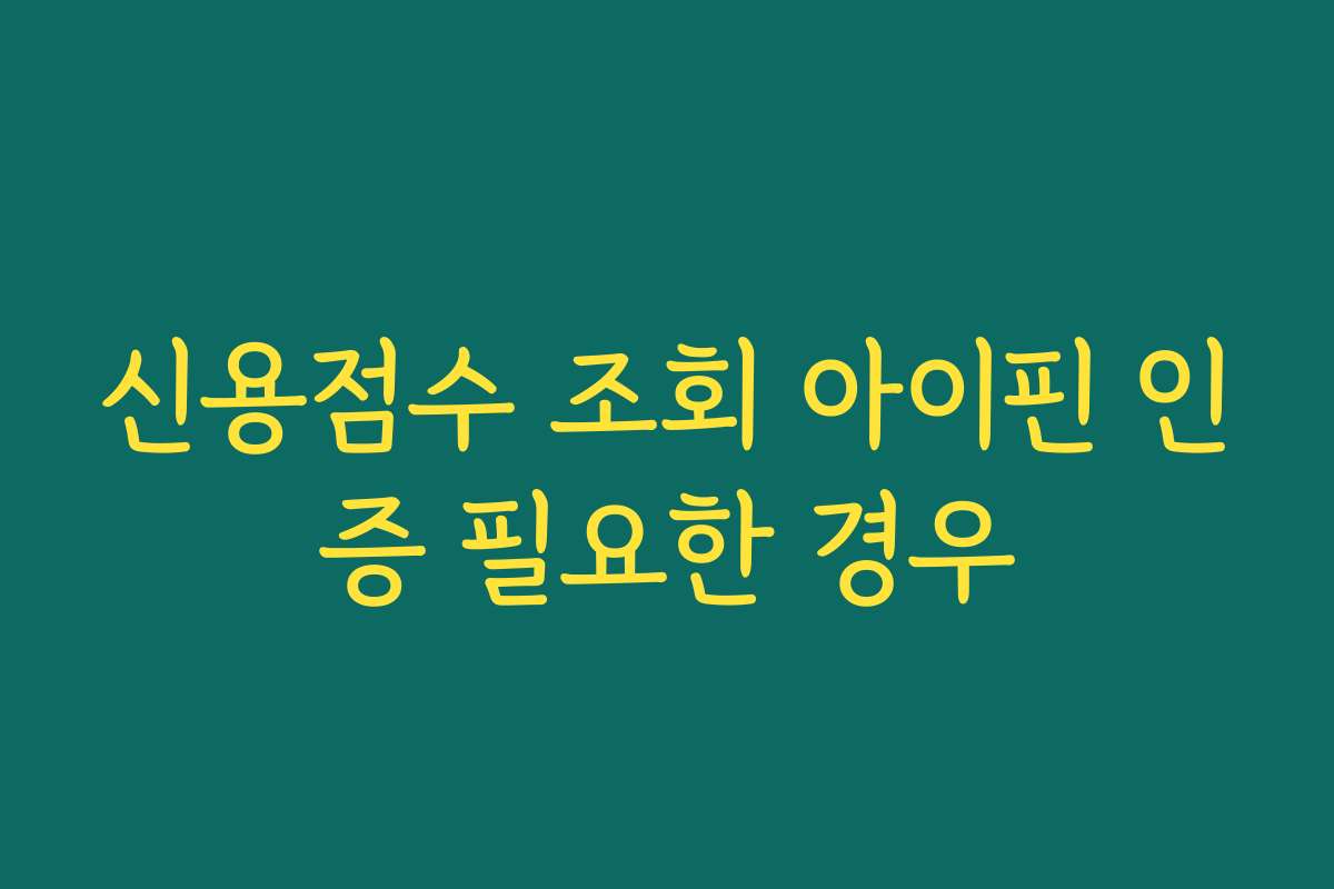 신용점수 조회 아이핀 인증 필요한 경우