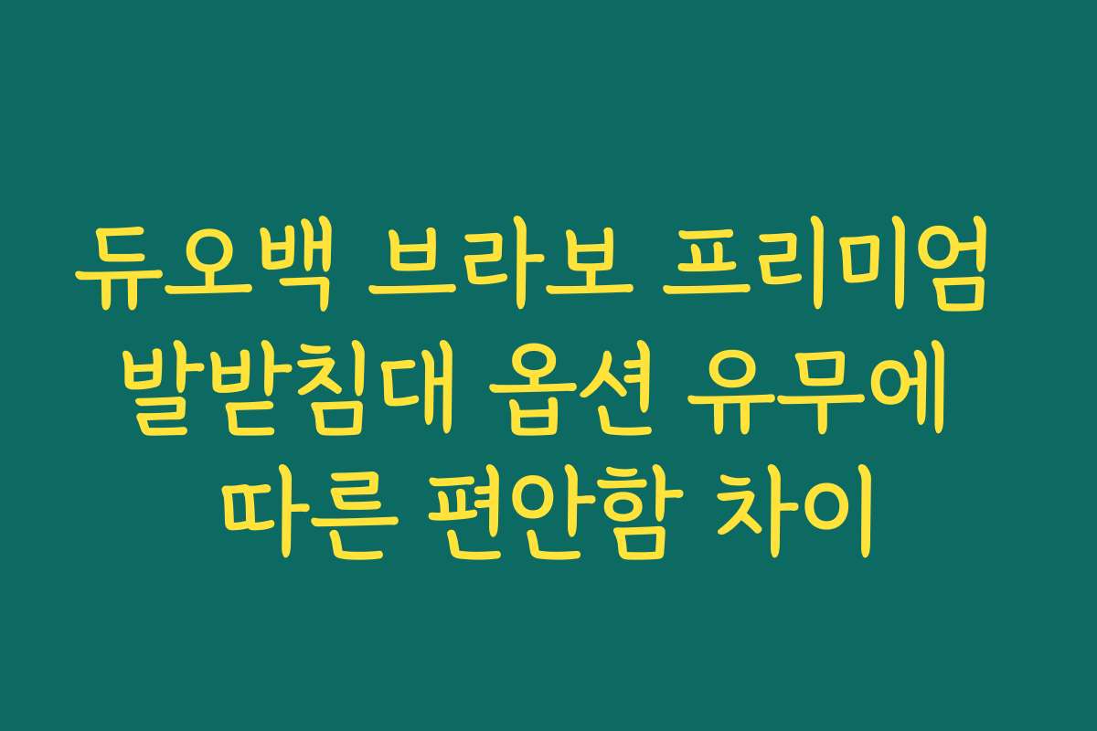 듀오백 브라보 프리미엄 발받침대 옵션 유무에 따른 편안함 차이