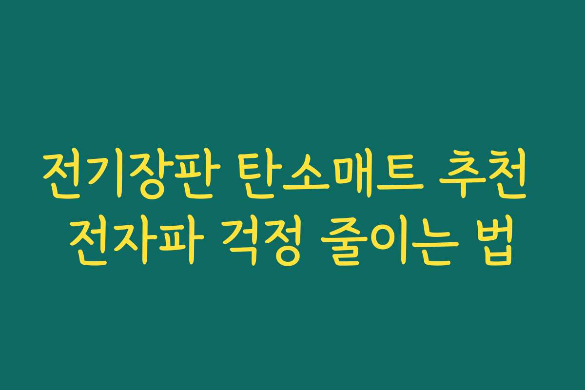 전기장판 탄소매트 추천 전자파 걱정 줄이는 법
