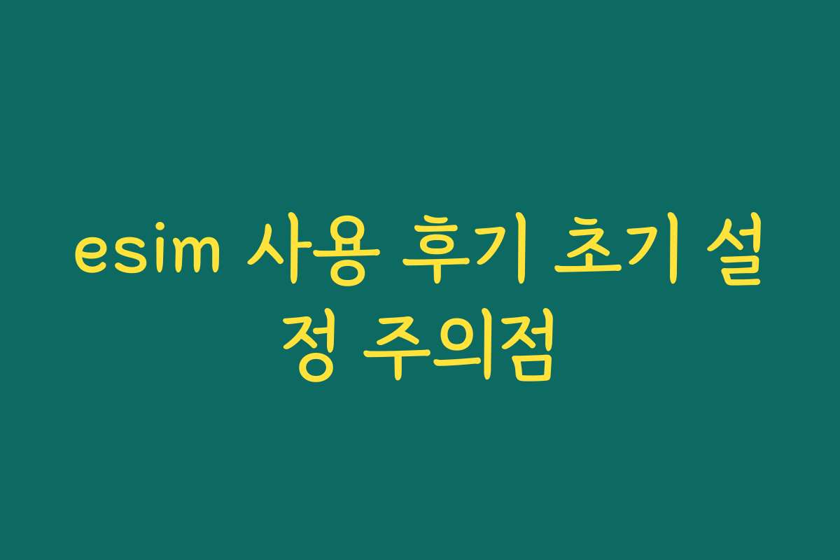 esim 사용 후기 초기 설정 주의점