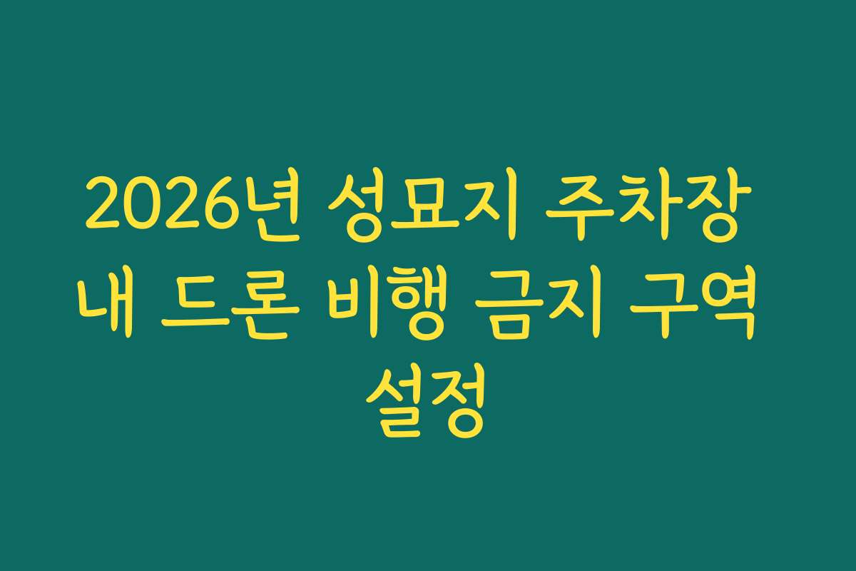 2026년 성묘지 주차장 내 드론 비행 금지 구역 설정