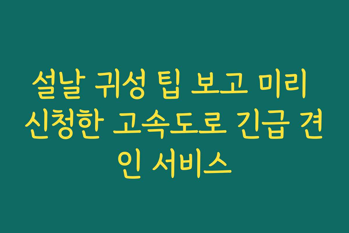 설날 귀성 팁 보고 미리 신청한 고속도로 긴급 견인 서비스
