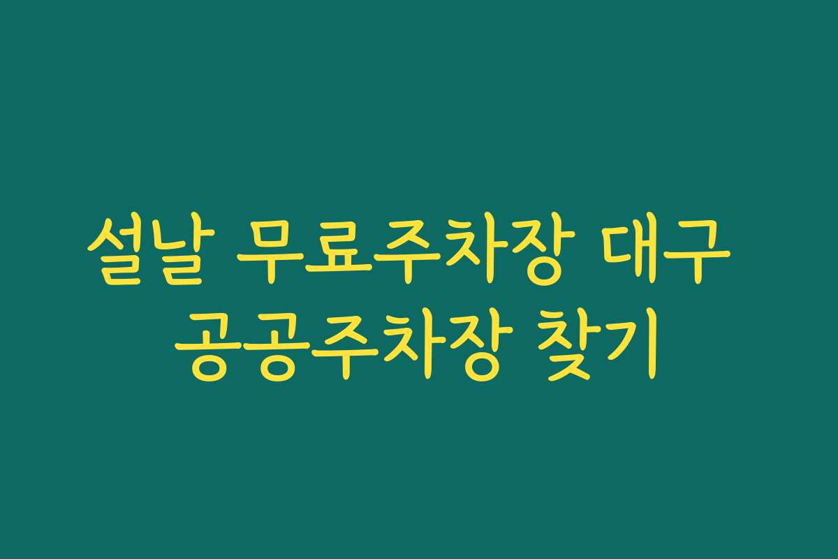 설날 무료주차장 대구 공공주차장 찾기