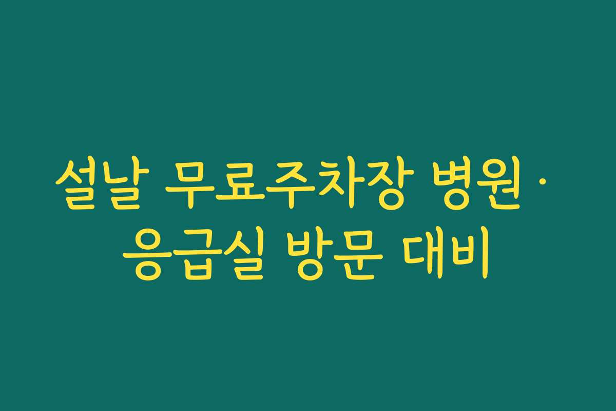 설날 무료주차장 병원·응급실 방문 대비