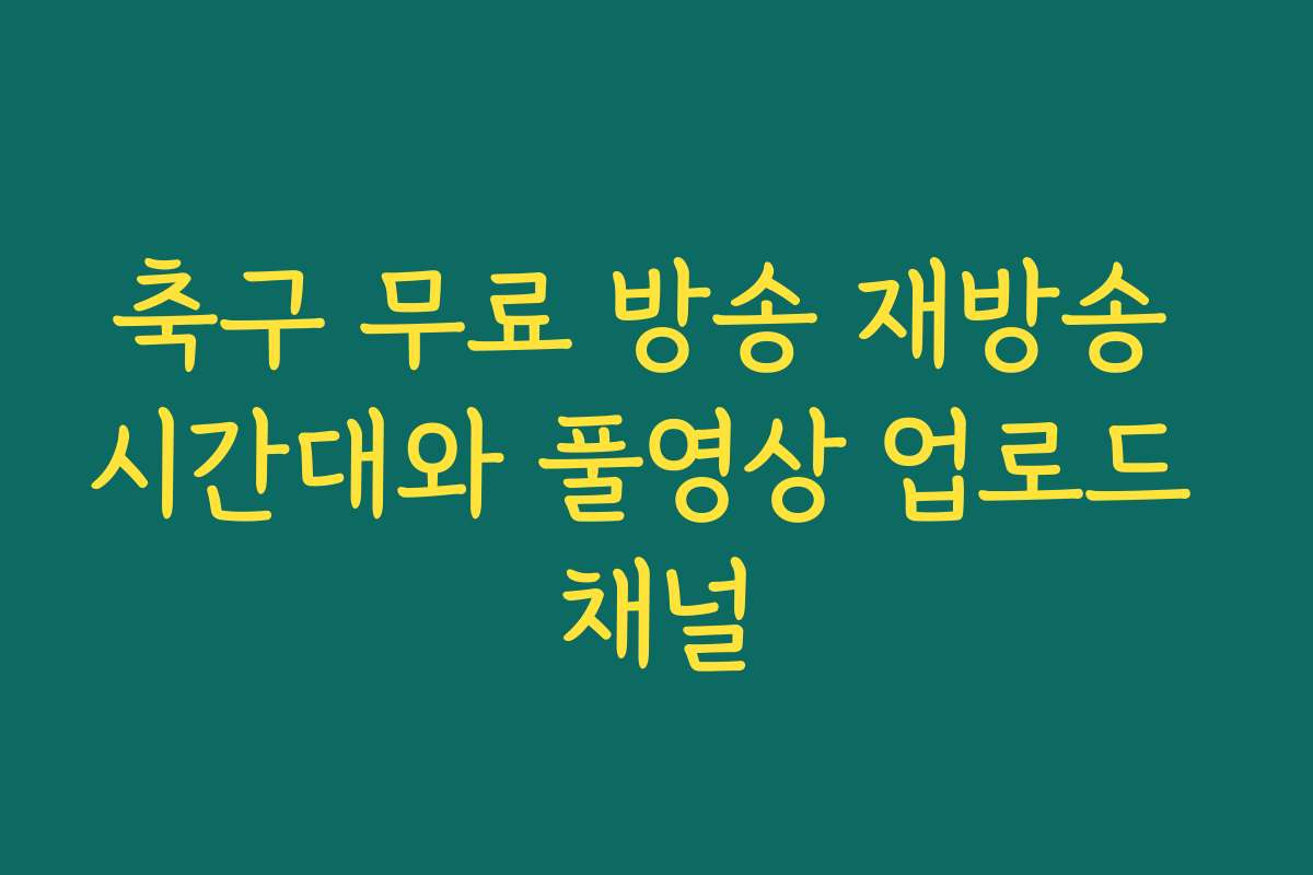 축구 무료 방송 재방송 시간대와 풀영상 업로드 채널