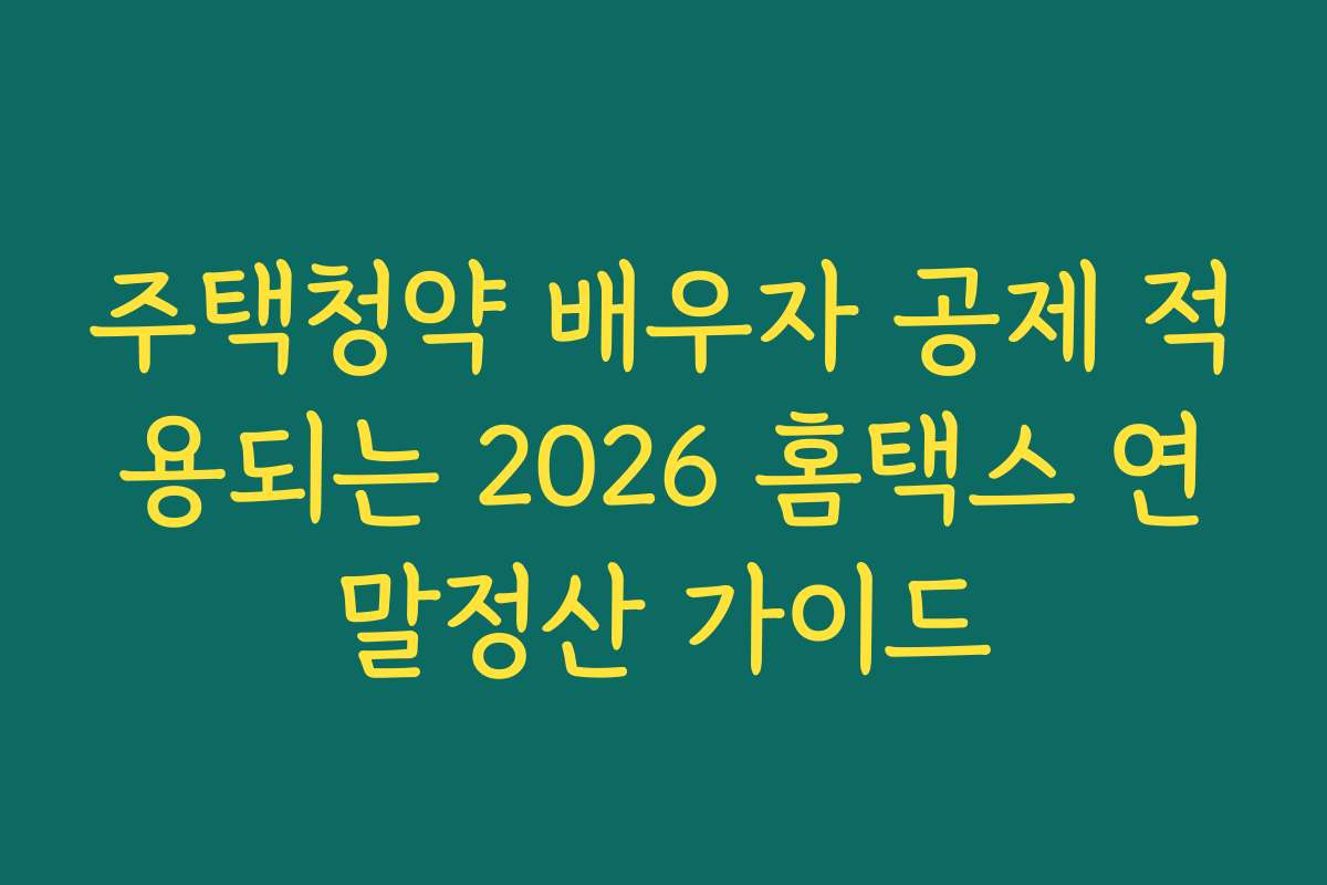 주택청약 배우자 공제 적용되는 2026 홈택스 연말정산 가이드