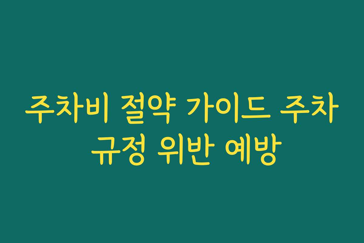 주차비 절약 가이드 주차 규정 위반 예방