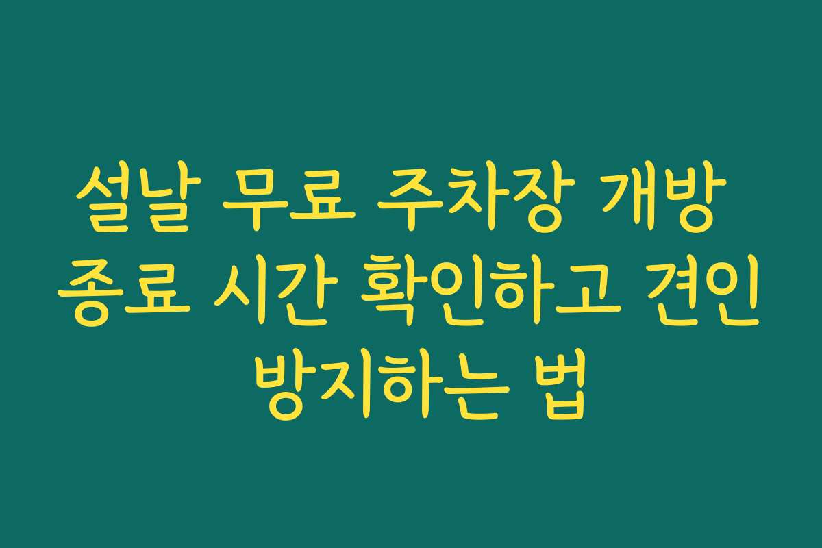 설날 무료 주차장 개방 종료 시간 확인하고 견인 방지하는 법