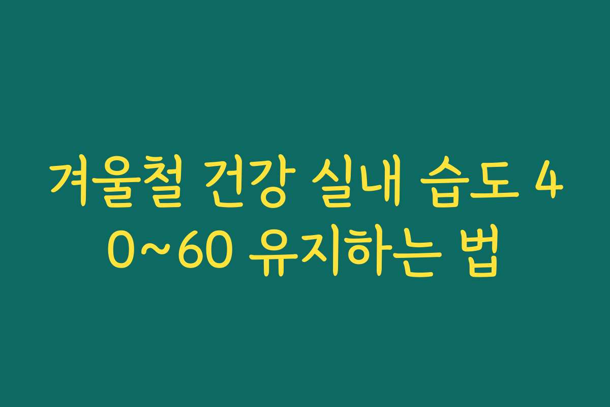 겨울철 건강 실내 습도 40~60 유지하는 법