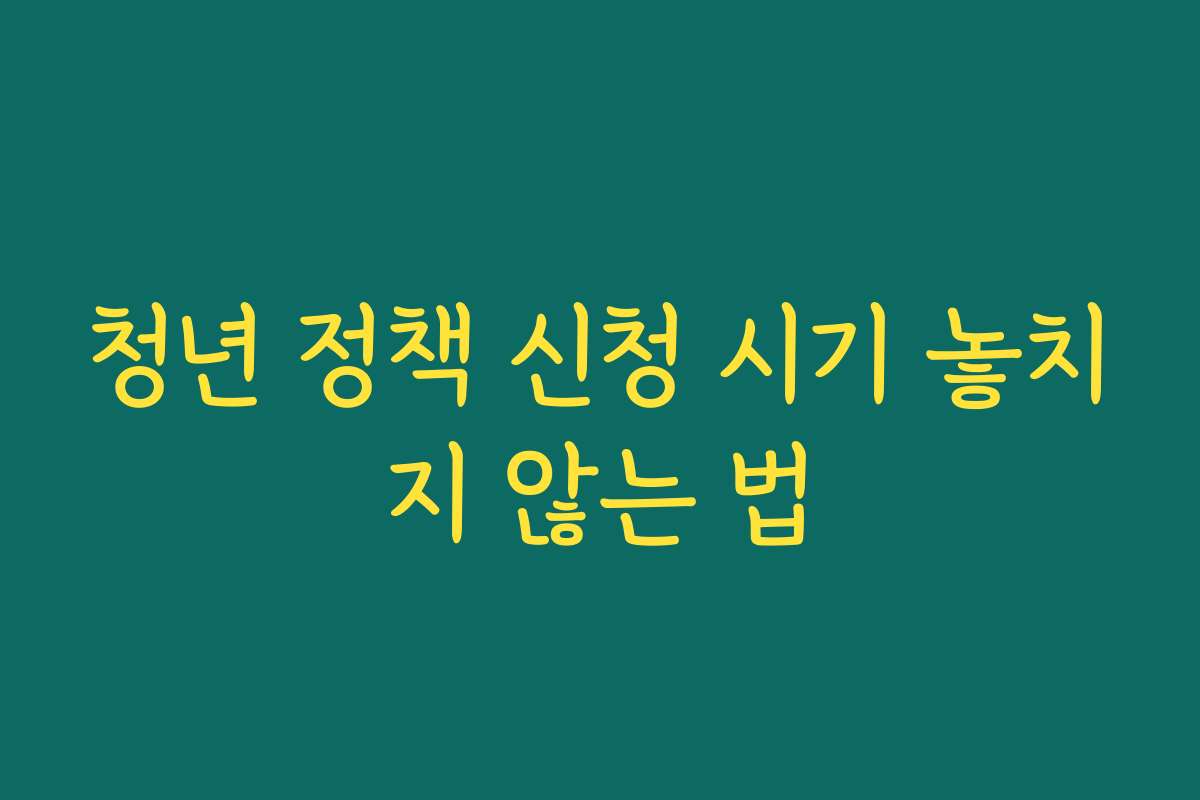 청년 정책 신청 시기 놓치지 않는 법