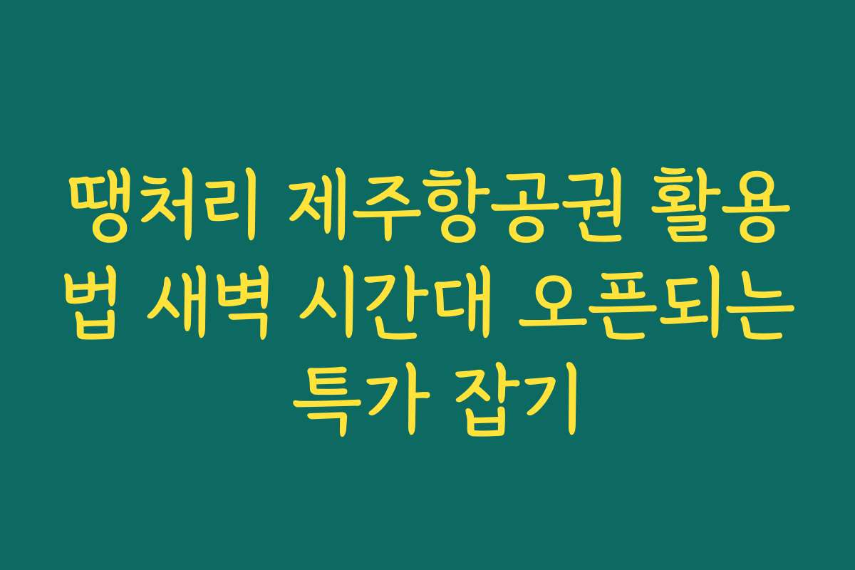 땡처리 제주항공권 활용법 새벽 시간대 오픈되는 특가 잡기