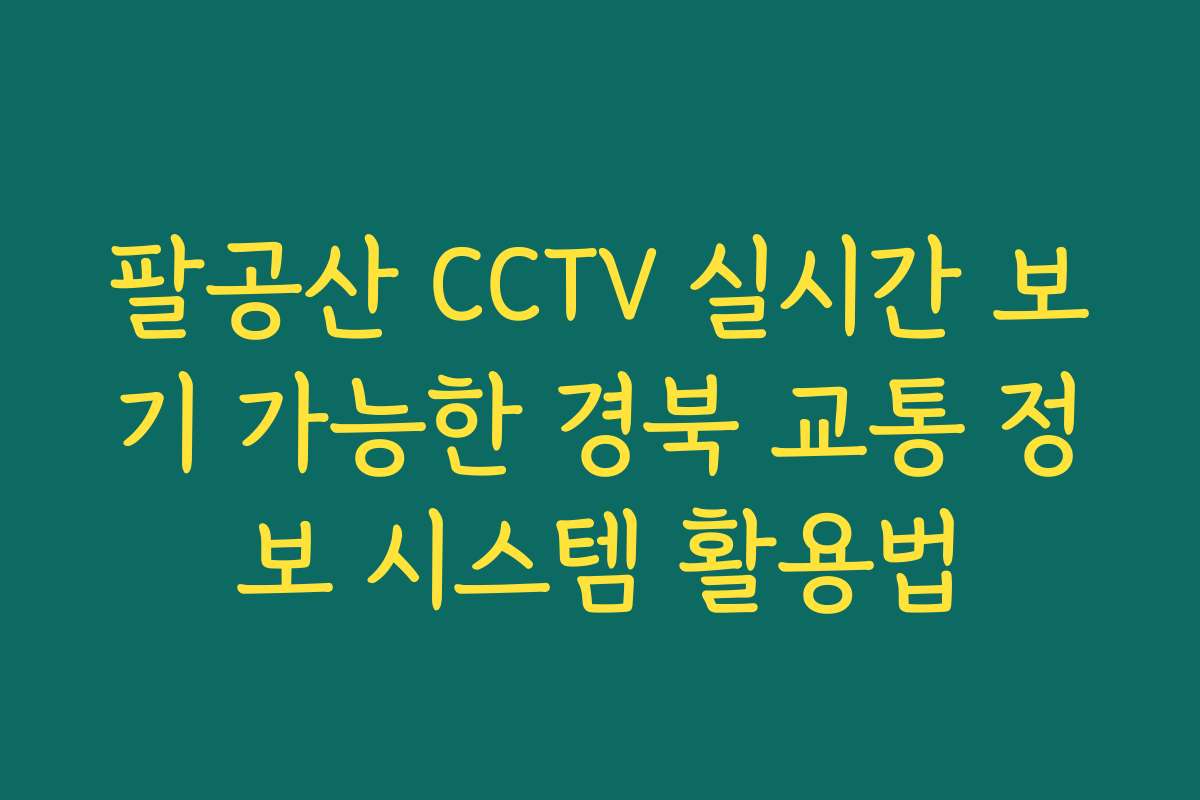 팔공산 CCTV 실시간 보기 가능한 경북 교통 정보 시스템 활용법