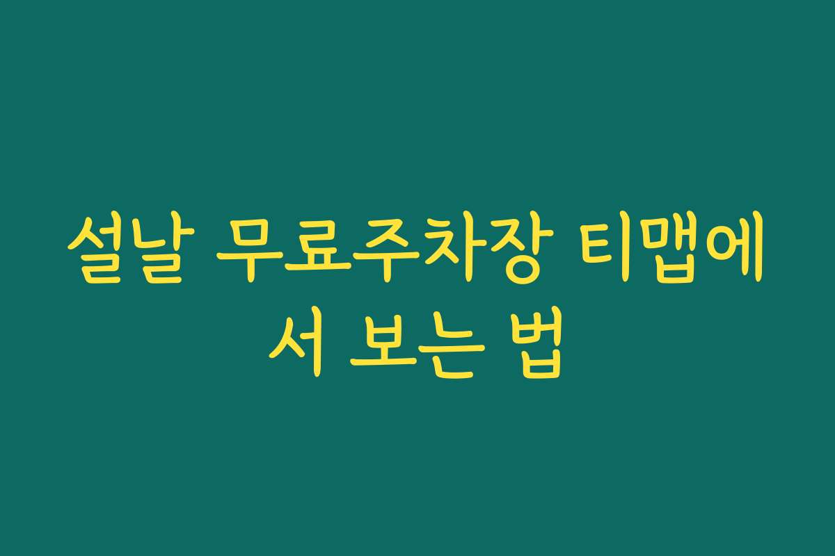 설날 무료주차장 티맵에서 보는 법