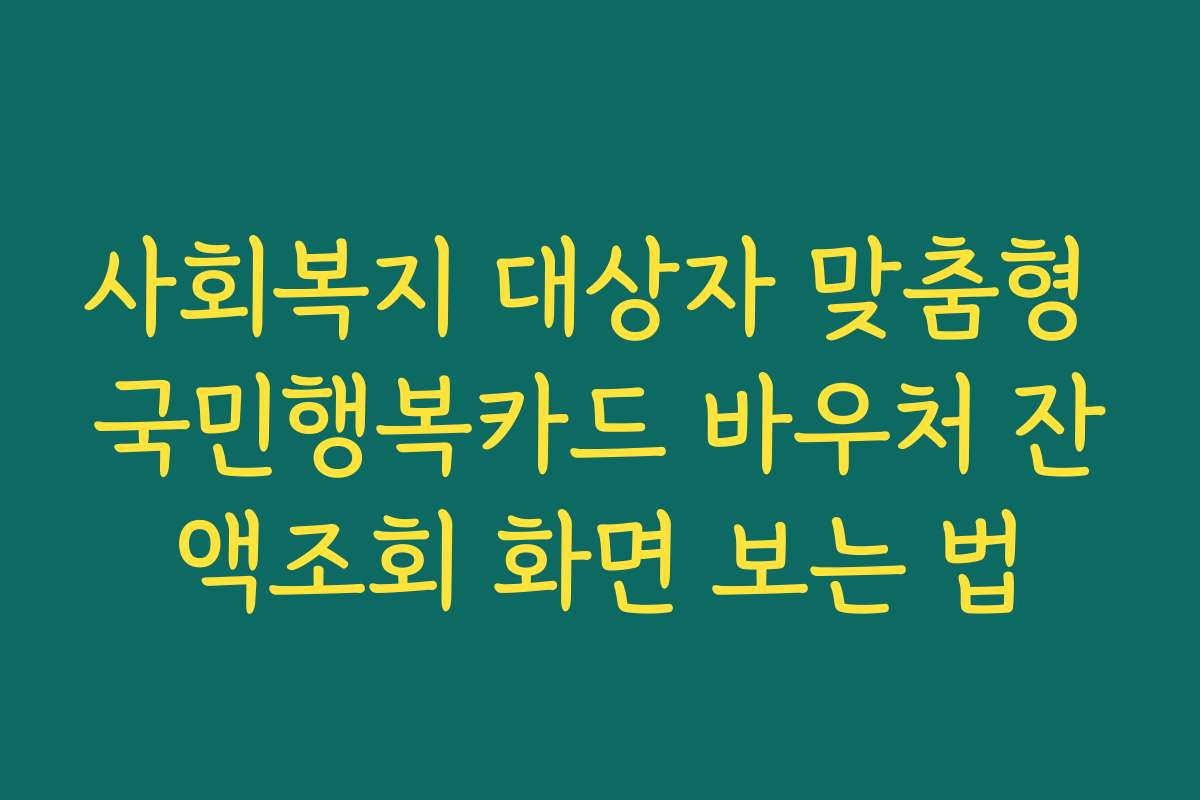 사회복지 대상자 맞춤형 국민행복카드 바우처 잔액조회 화면 보는 법