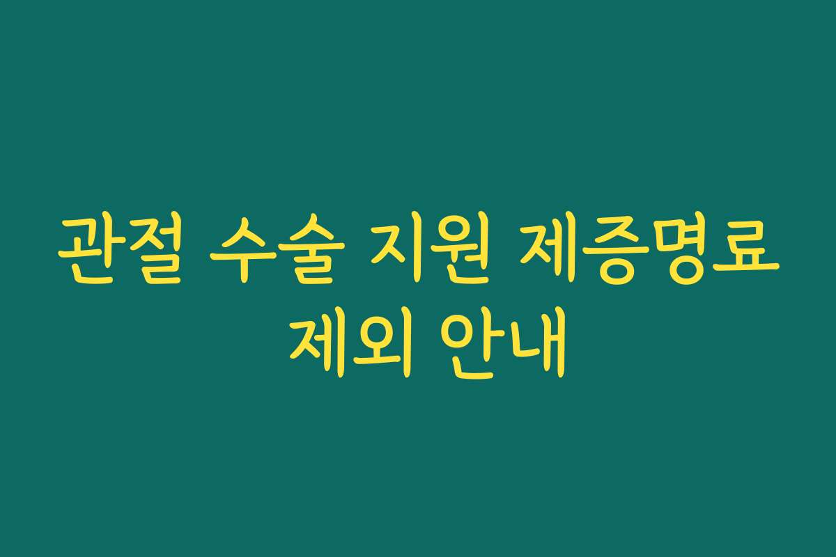 관절 수술 지원 제증명료 제외 안내