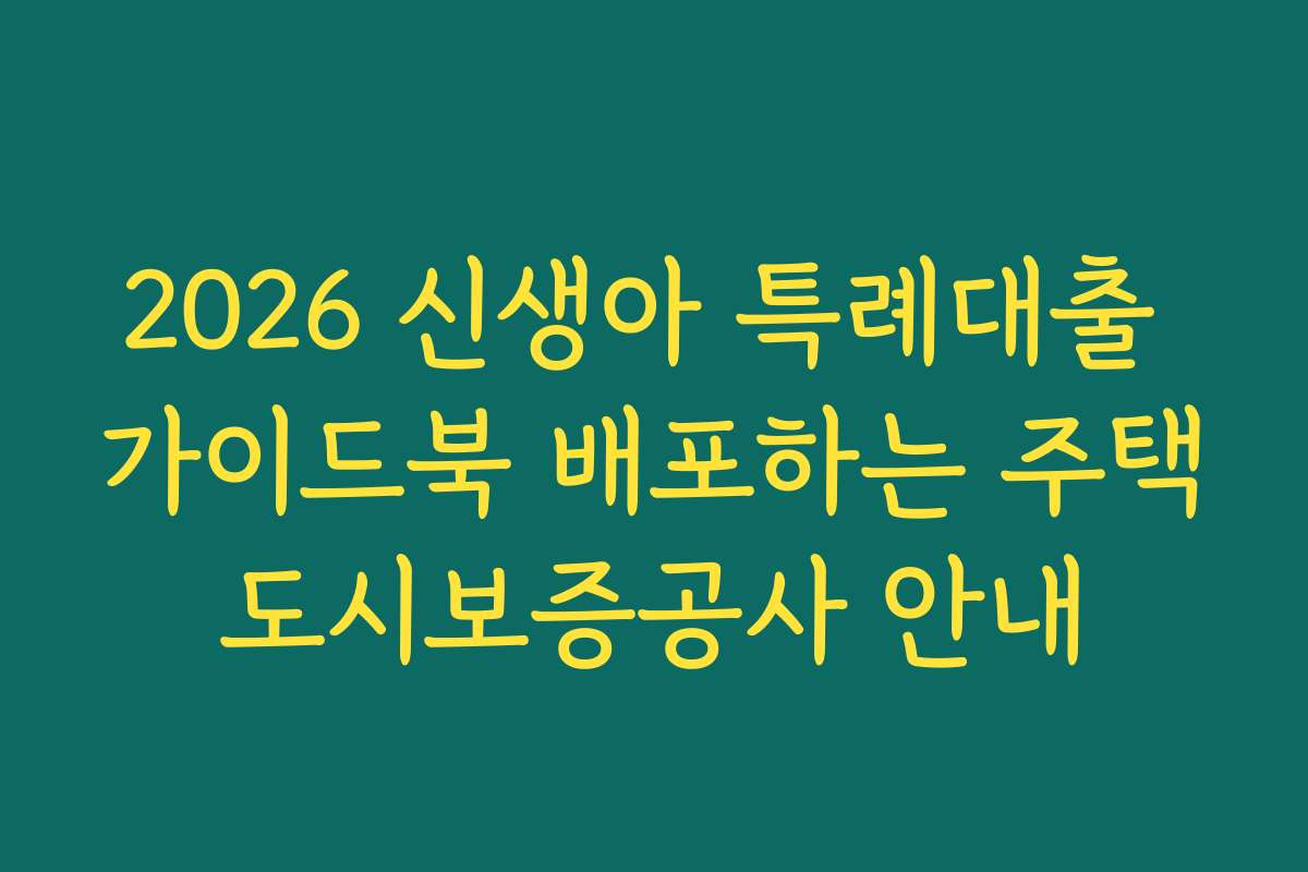 2026 신생아 특례대출 가이드북 배포하는 주택도시보증공사 안내