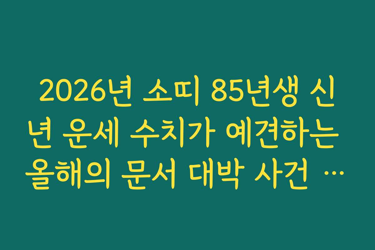 2026년 소띠 85년생 신년 운세 수치가 예견하는 올해의 문서 대박 사건 정보