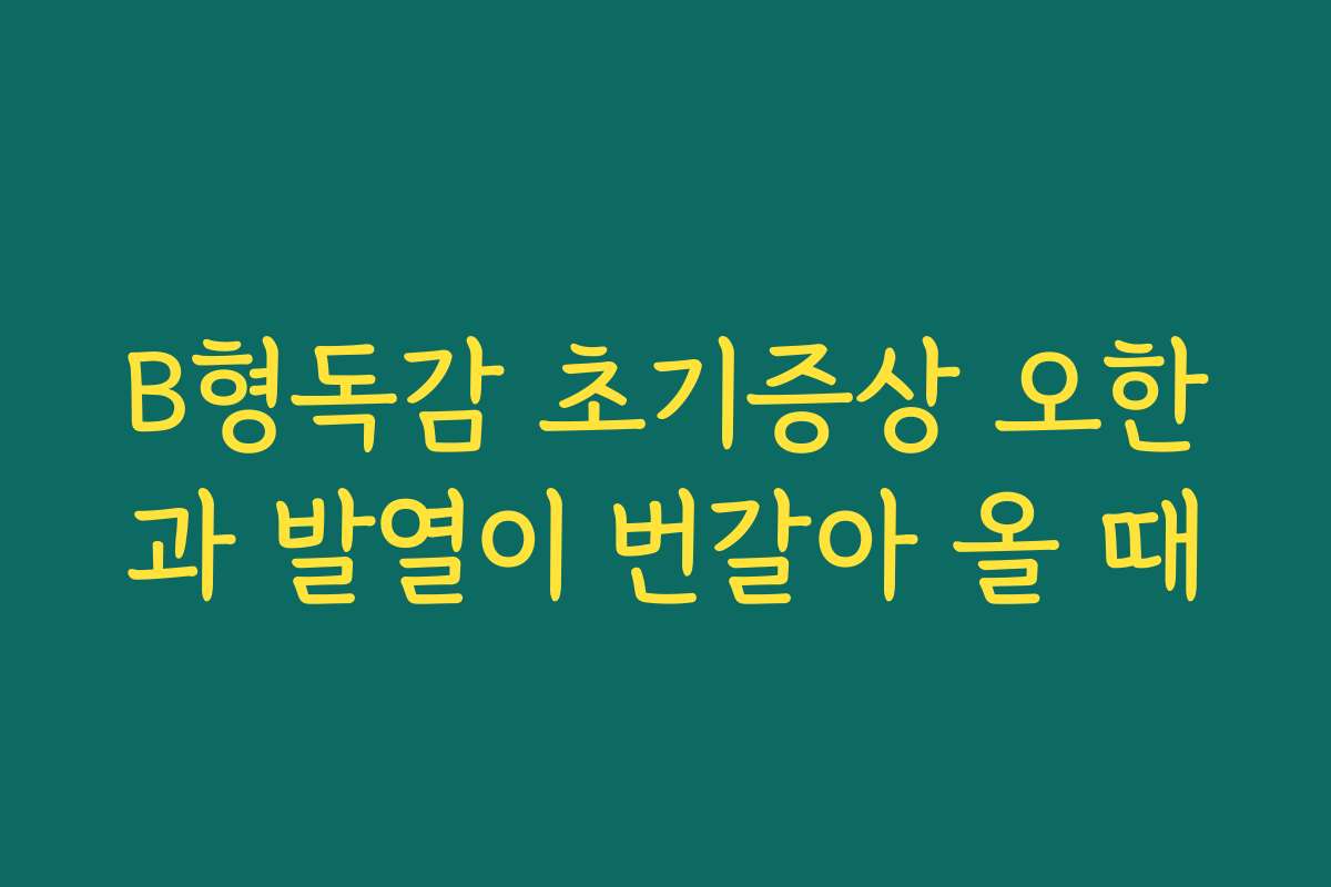 B형독감 초기증상 오한과 발열이 번갈아 올 때