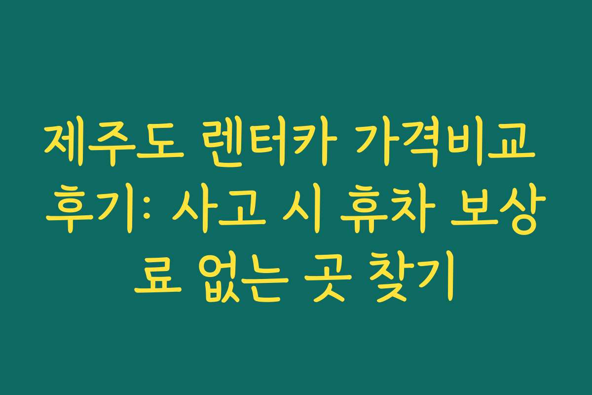 제주도 렌터카 가격비교 후기: 사고 시 휴차 보상료 없는 곳 찾기