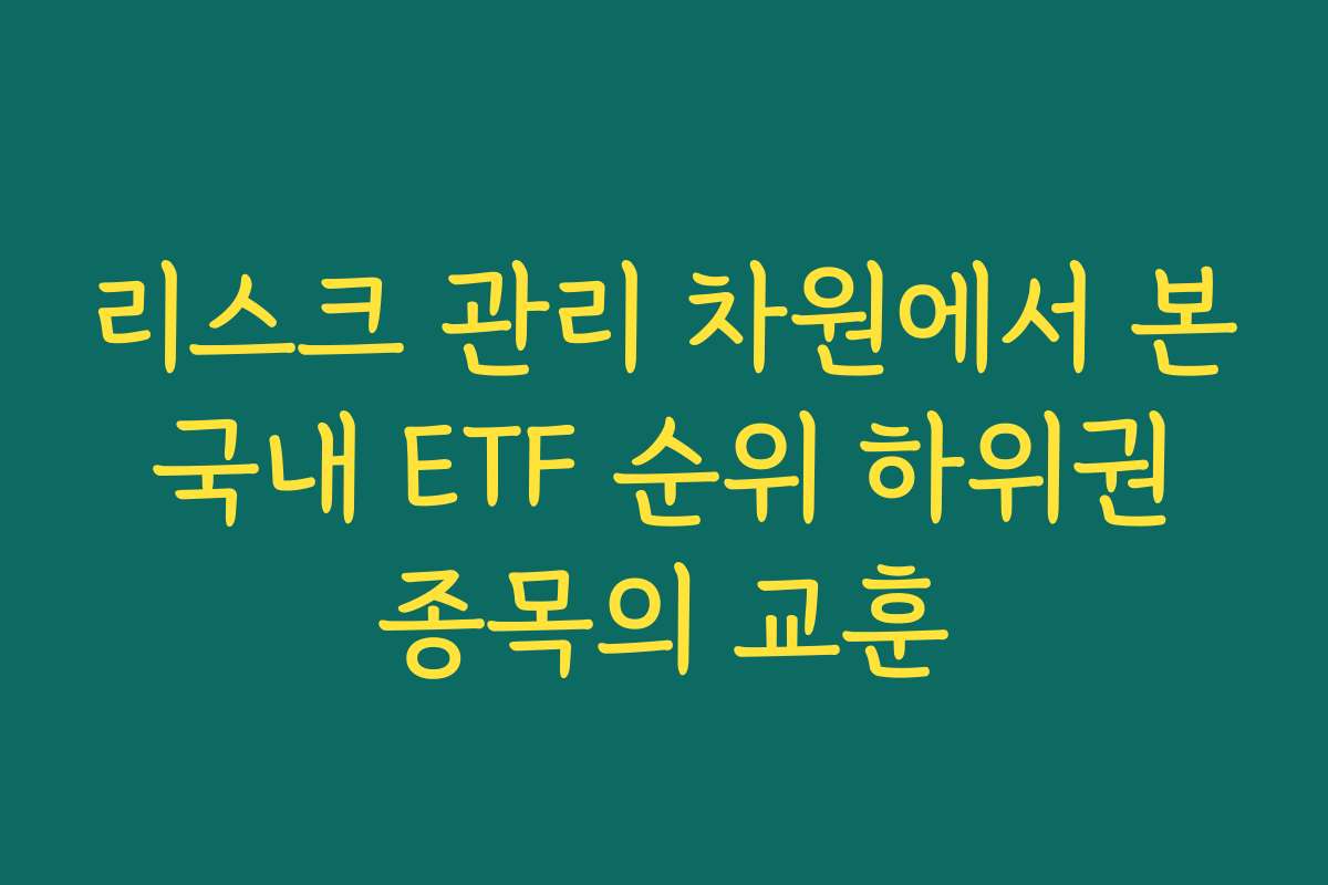 리스크 관리 차원에서 본 국내 ETF 순위 하위권 종목의 교훈