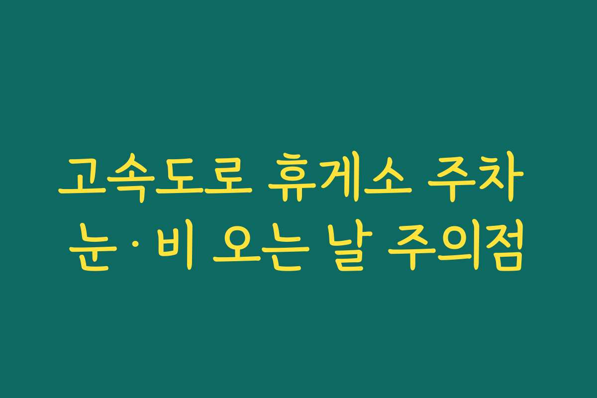 고속도로 휴게소 주차 눈·비 오는 날 주의점