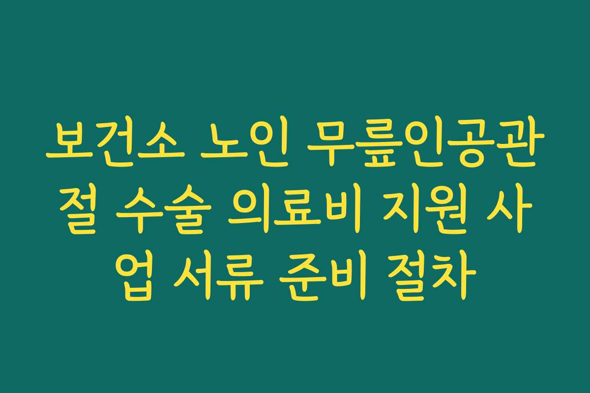 보건소 노인 무릎인공관절 수술 의료비 지원 사업 서류 준비 절차