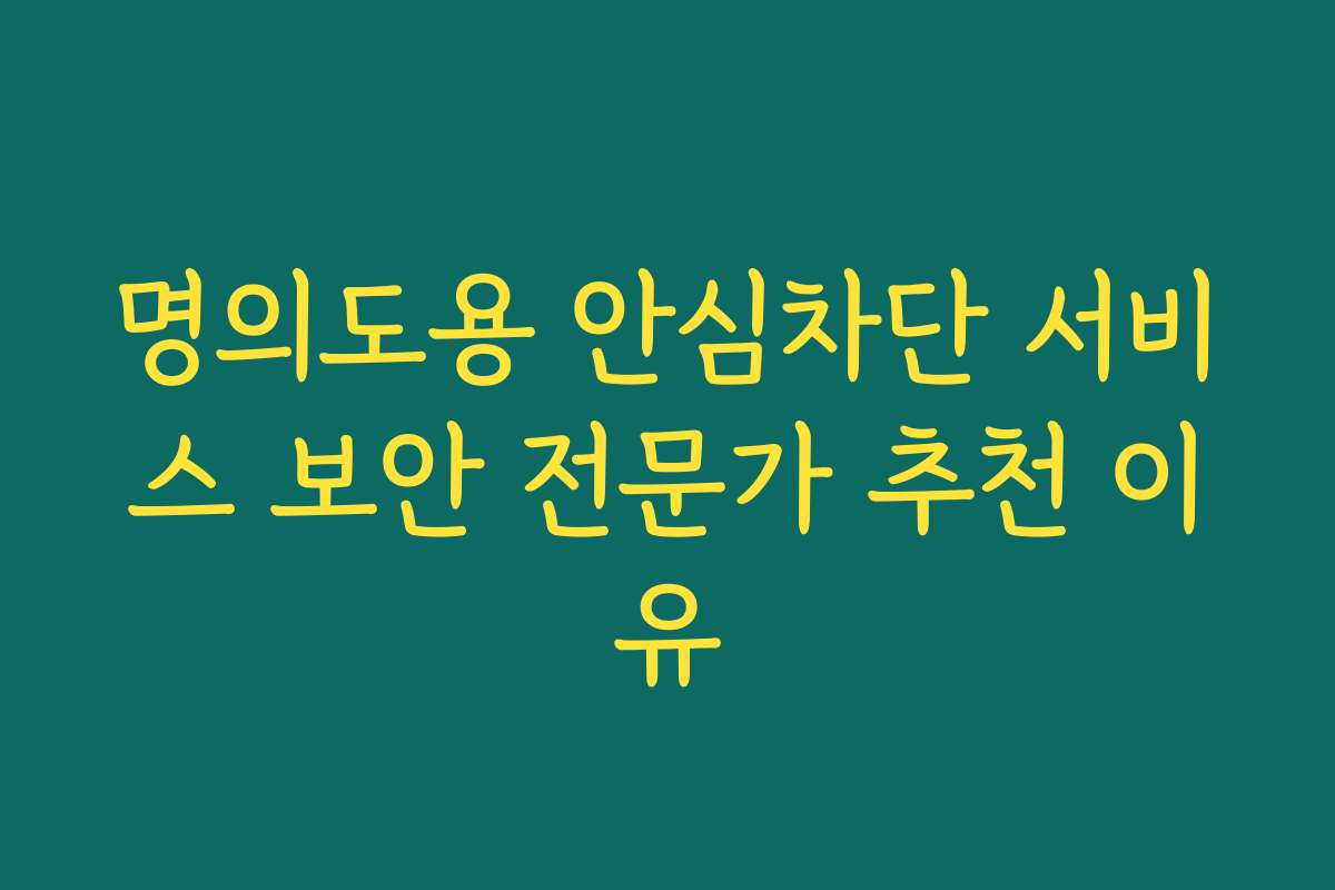 명의도용 안심차단 서비스 보안 전문가 추천 이유