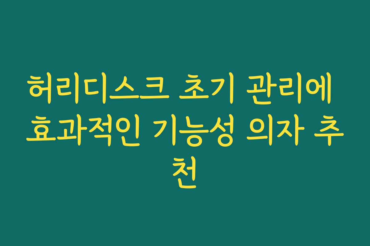 허리디스크 초기 관리에 효과적인 기능성 의자 추천