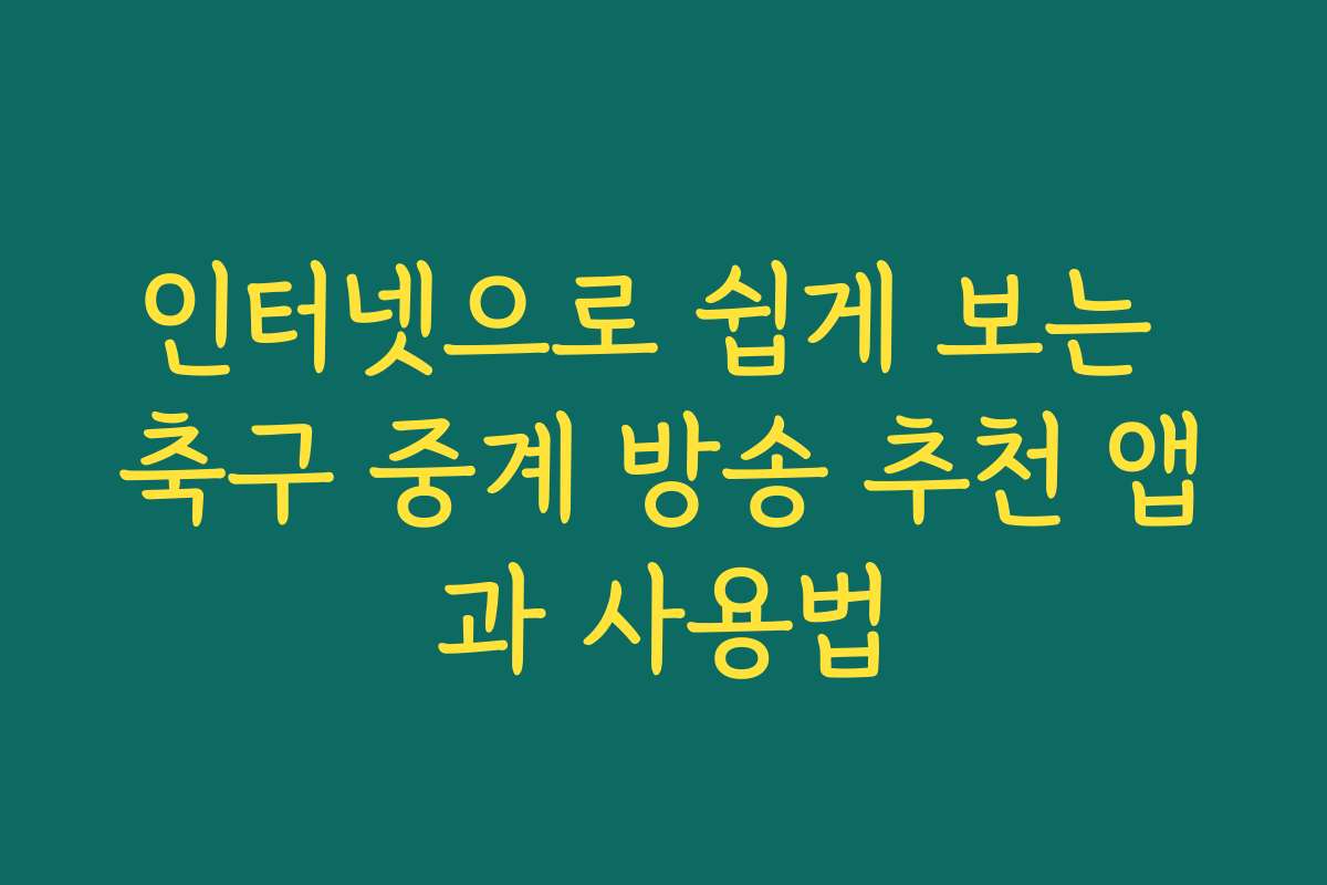 인터넷으로 쉽게 보는 축구 중계 방송 추천 앱과 사용법
