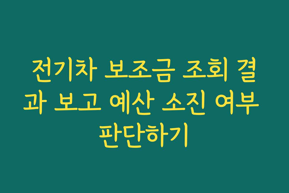 전기차 보조금 조회 결과 보고 예산 소진 여부 판단하기