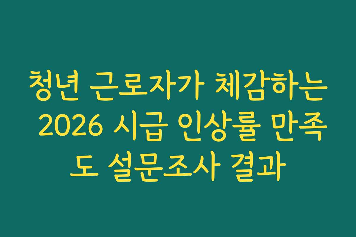 청년 근로자가 체감하는 2026 시급 인상률 만족도 설문조사 결과