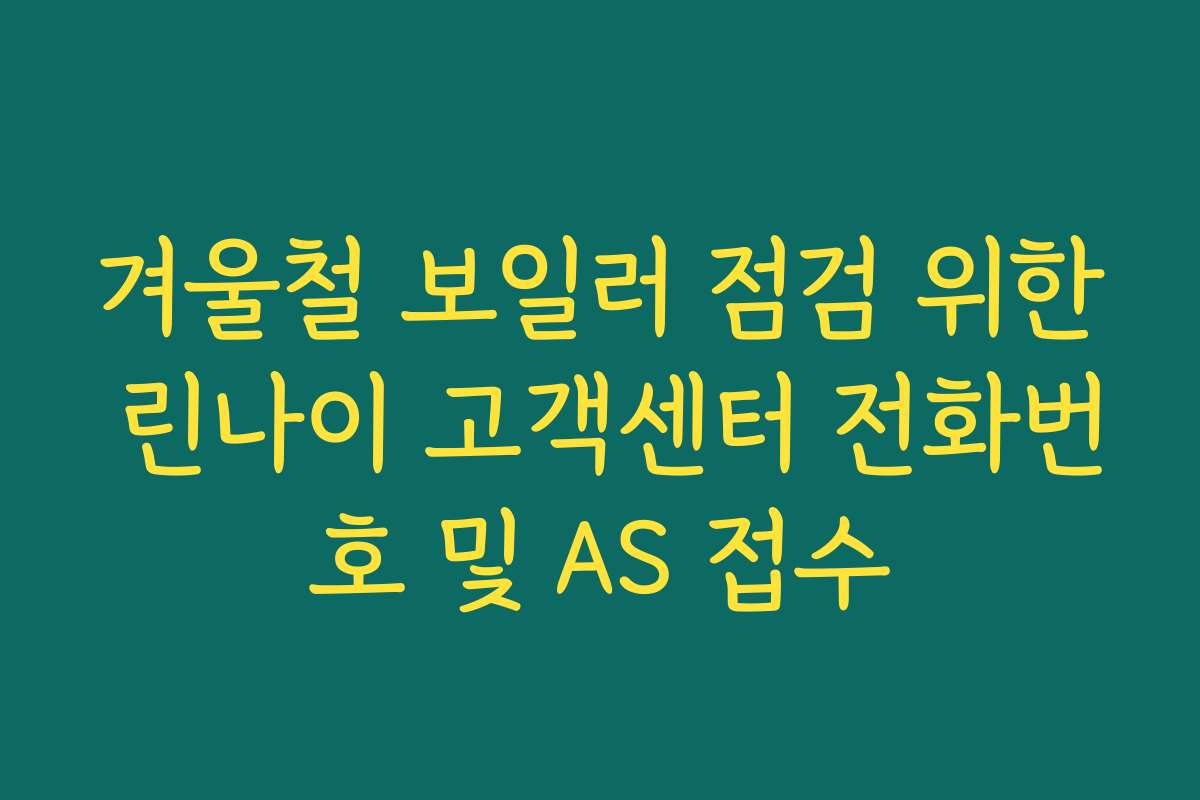 겨울철 보일러 점검 위한 린나이 고객센터 전화번호 및 AS 접수