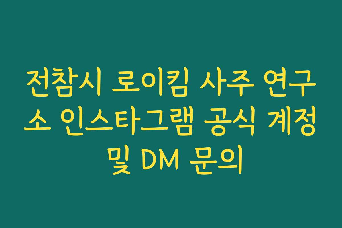 전참시 로이킴 사주 연구소 인스타그램 공식 계정 및 DM 문의