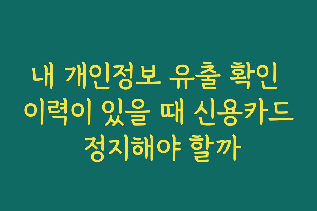 내 개인정보 유출 확인 이력이 있을 때 신용카드 정지해야 할까
