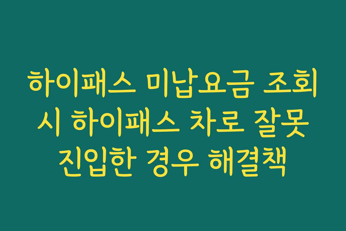 하이패스 미납요금 조회 시 하이패스 차로 잘못 진입한 경우 해결책