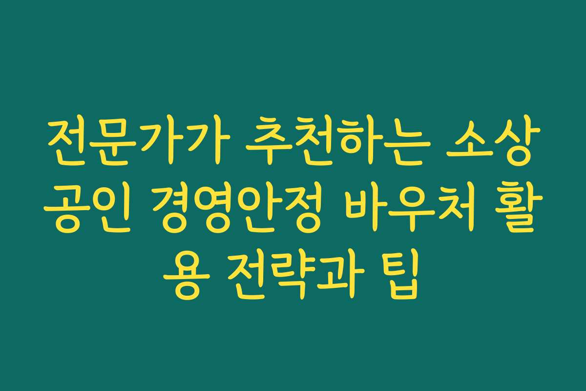 전문가가 추천하는 소상공인 경영안정 바우처 활용 전략과 팁