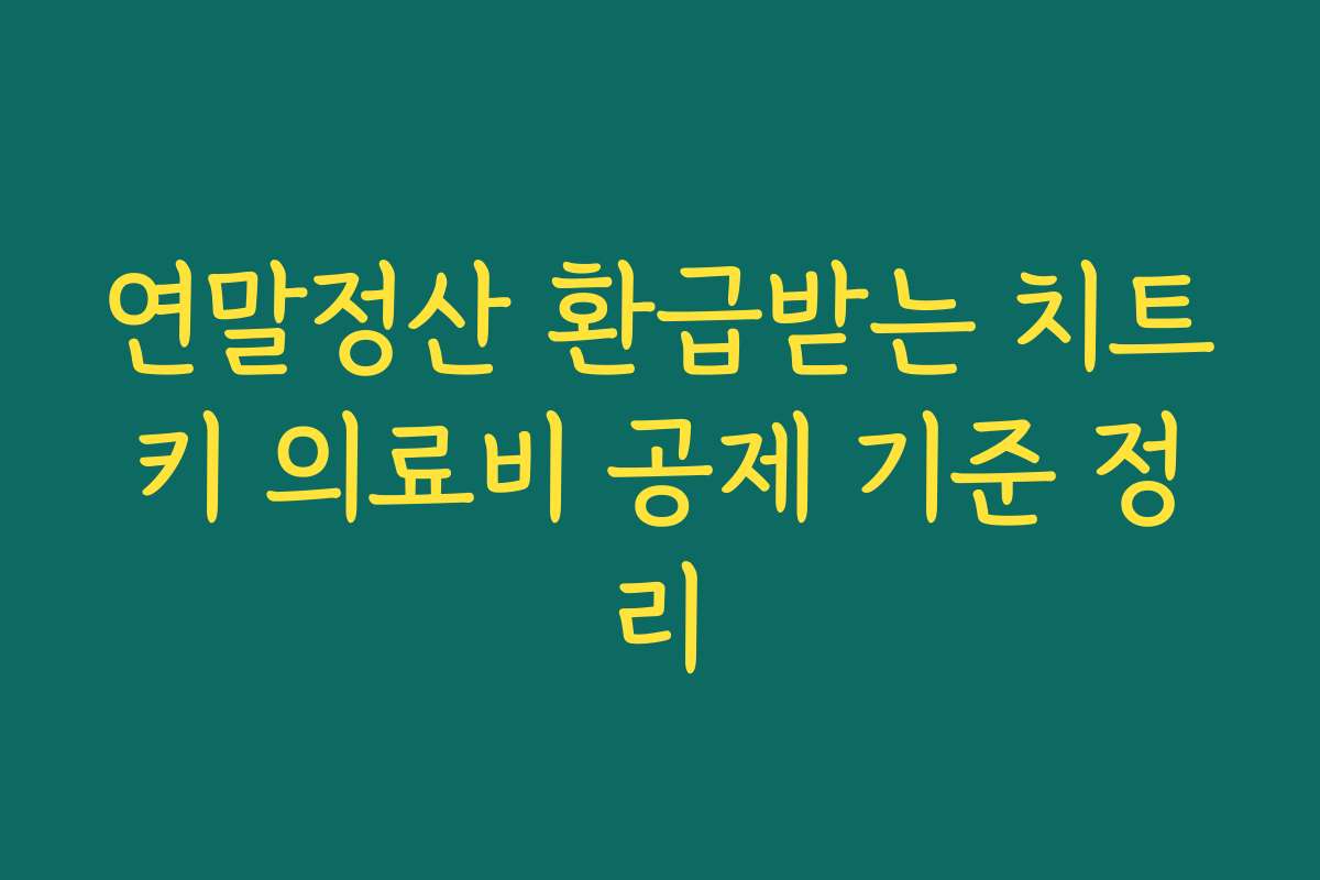 연말정산 환급받는 치트키 의료비 공제 기준 정리