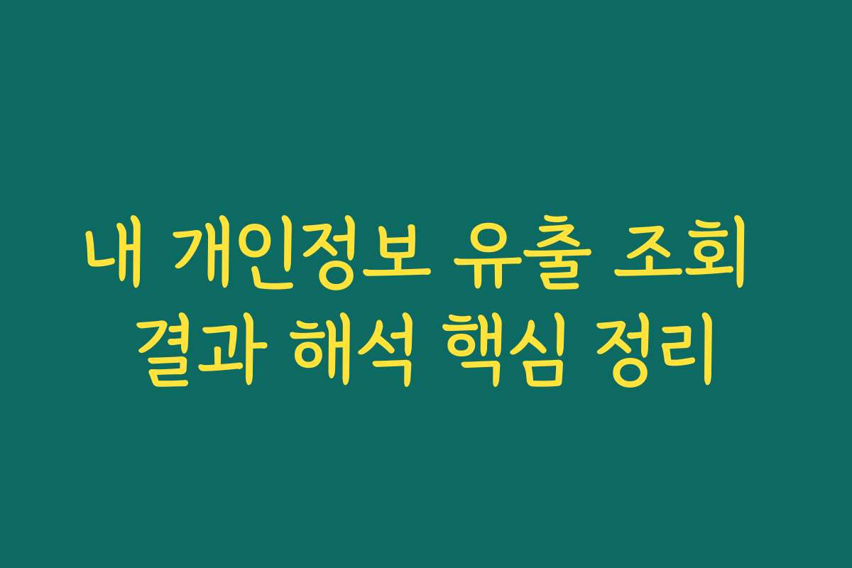 내 개인정보 유출 조회 결과 해석 핵심 정리