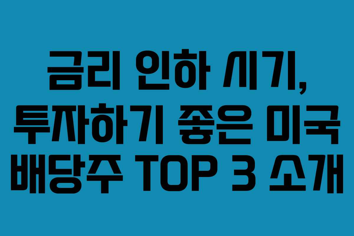금리 인하 시기, 투자하기 좋은 미국 배당주 TOP 3 소개