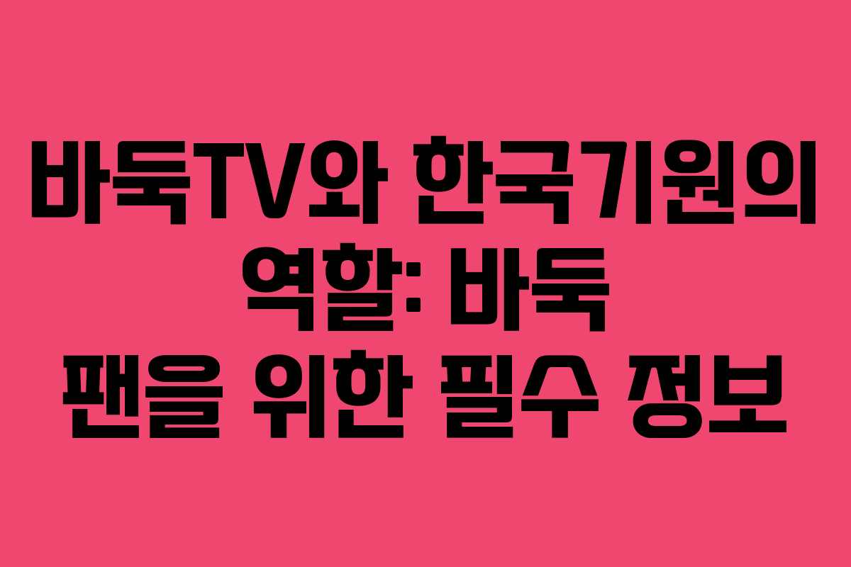 바둑TV와 한국기원의 역할: 바둑 팬을 위한 필수 정보