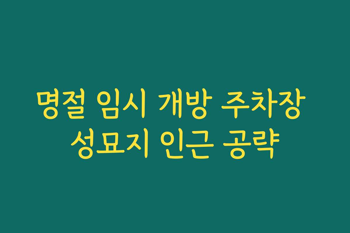 명절 임시 개방 주차장 성묘지 인근 공략