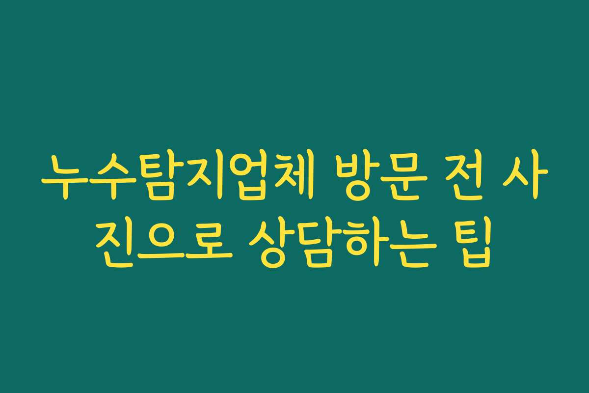 누수탐지업체 방문 전 사진으로 상담하는 팁