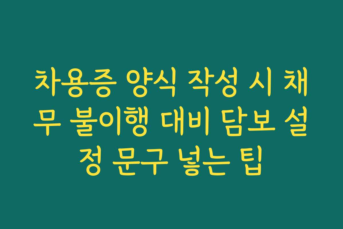 차용증 양식 작성 시 채무 불이행 대비 담보 설정 문구 넣는 팁
