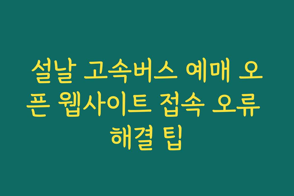 설날 고속버스 예매 오픈 웹사이트 접속 오류 해결 팁