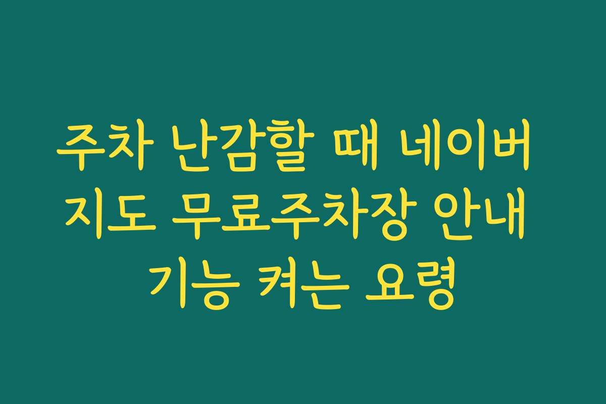 주차 난감할 때 네이버 지도 무료주차장 안내 기능 켜는 요령