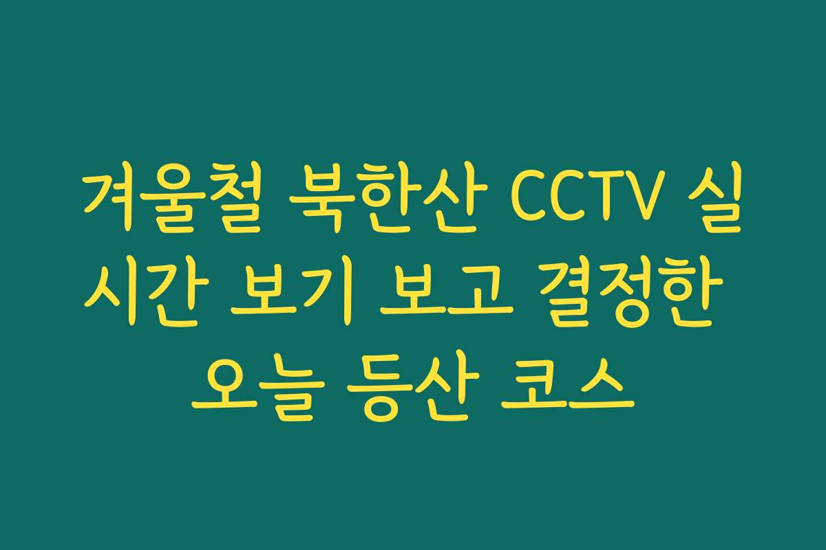 겨울철 북한산 CCTV 실시간 보기 보고 결정한 오늘 등산 코스
