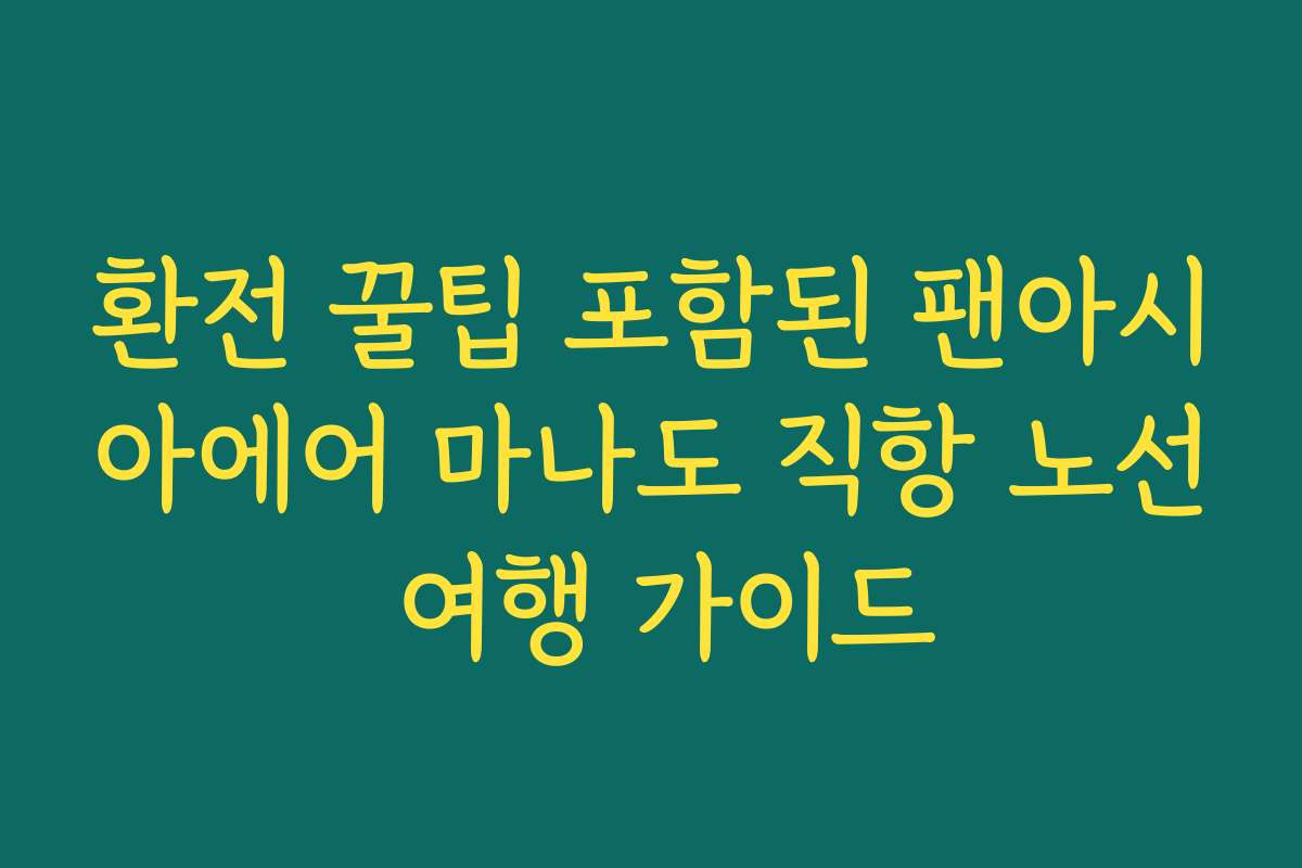 환전 꿀팁 포함된 팬아시아에어 마나도 직항 노선 여행 가이드