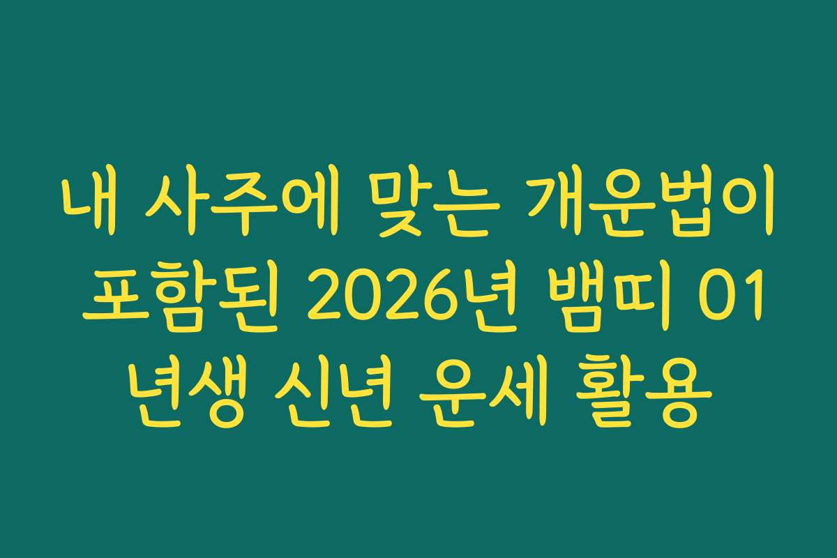 내 사주에 맞는 개운법이 포함된 2026년 뱀띠 01년생 신년 운세 활용