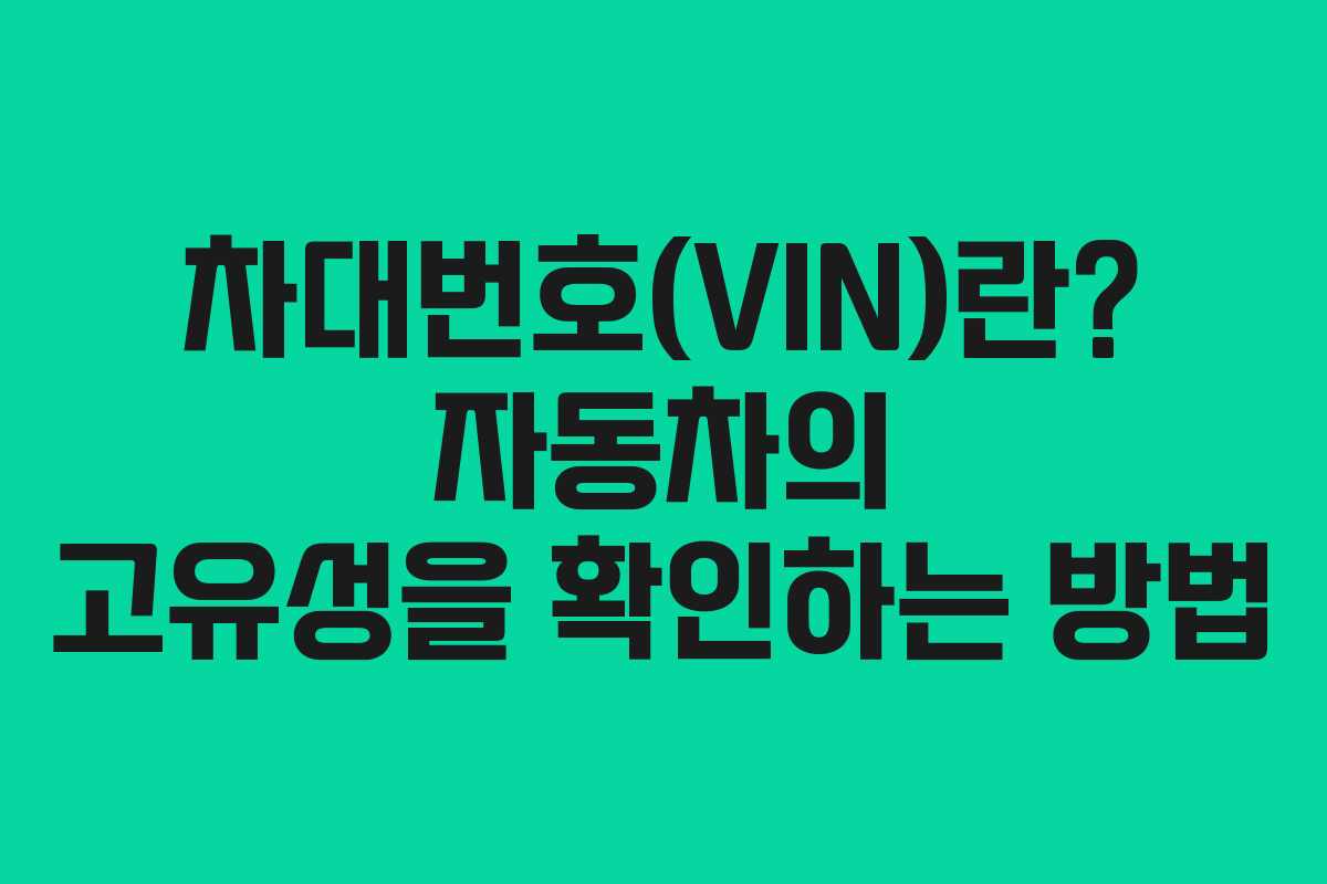 차대번호(VIN)란? 자동차의 고유성을 확인하는 방법