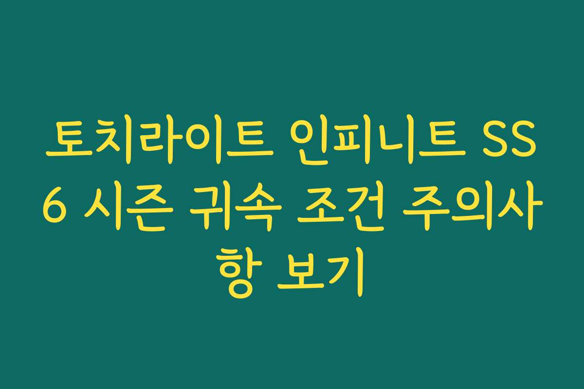 토치라이트 인피니트 SS6 시즌 귀속 조건 주의사항 보기